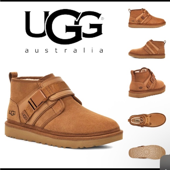 UGG Neumel Snapback Suede leather Chukka short Boots Chestnut Brown pull on 9